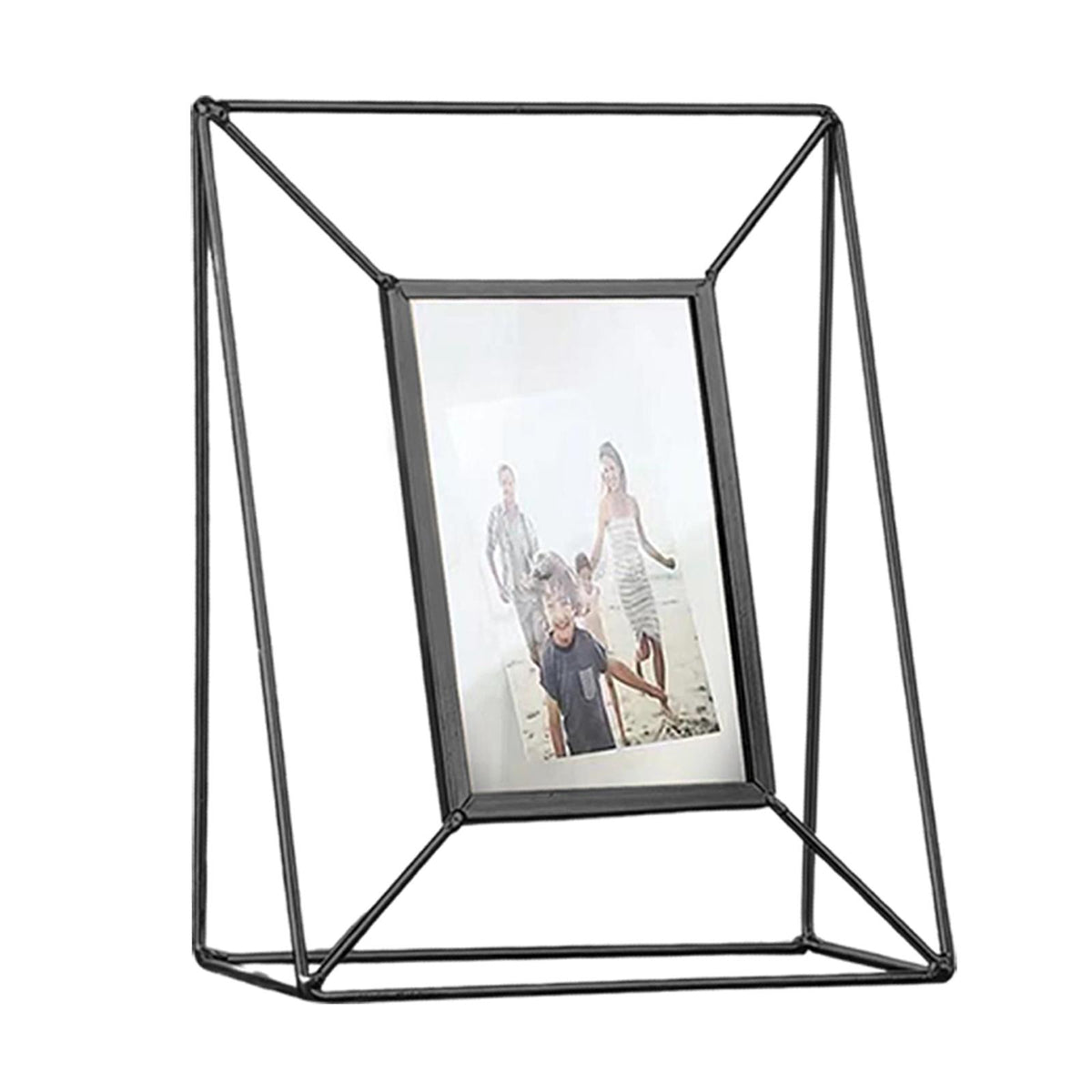 Maxbell Maxbell 6" Floating Glass Metal Photo Frames Picture Frame Contemporary Black