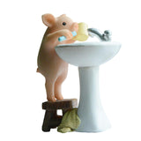 Modern Pig Figurine Sculpture Micro Landscape Crafts Cake Toppers Home Decor Brush Teeth