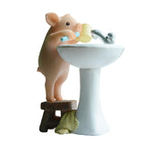 Modern Pig Figurine Sculpture Micro Landscape Crafts Cake Toppers Home Decor Brush Teeth