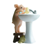 Modern Pig Figurine Sculpture Micro Landscape Crafts Cake Toppers Home Decor Brush Teeth