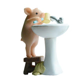 Modern Pig Figurine Sculpture Micro Landscape Crafts Cake Toppers Home Decor Brush Teeth