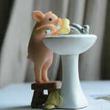 Modern Pig Figurine Sculpture Micro Landscape Crafts Cake Toppers Home Decor Brush Teeth