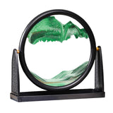 Maxbell Maxbell Flowing Sand Art Picture Round Glass 3D Deep Sea Sandscape Home Office Decor Green