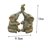 Maxbell 2x Adorable Elephant Figurine Resin Carving Animal Statue Sculpture Decor