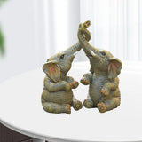 Maxbell 2x Adorable Elephant Figurine Resin Carving Animal Statue Sculpture Decor