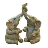 Maxbell 2x Adorable Elephant Figurine Resin Carving Animal Statue Sculpture Decor