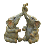 Maxbell 2x Adorable Elephant Figurine Resin Carving Animal Statue Sculpture Decor