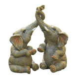 Maxbell 2x Adorable Elephant Figurine Resin Carving Animal Statue Sculpture Decor
