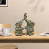 Maxbell 2x Adorable Elephant Figurine Resin Carving Animal Statue Sculpture Decor