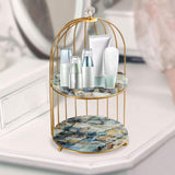 Maxbell 2 Pieces Bird Cage Cosmetic Organizer Bathroom Storage Rack Dresser Holder