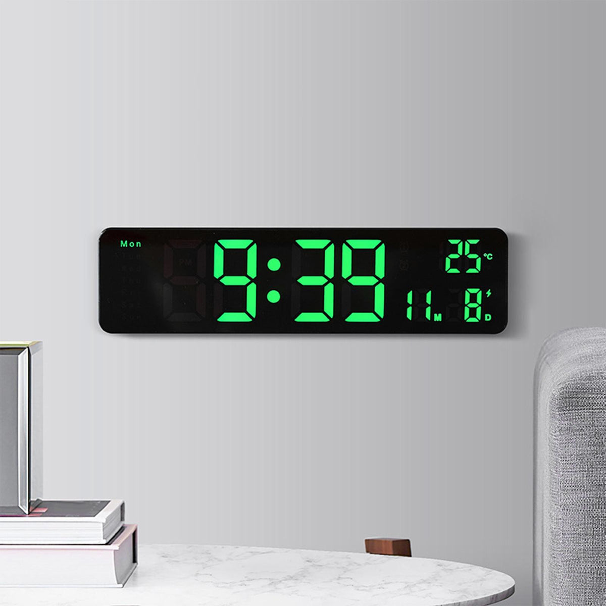 Maxbell Maxbell LED Digital Alarm Clock USB/Battery Temperature Large Mirror Display Green Light