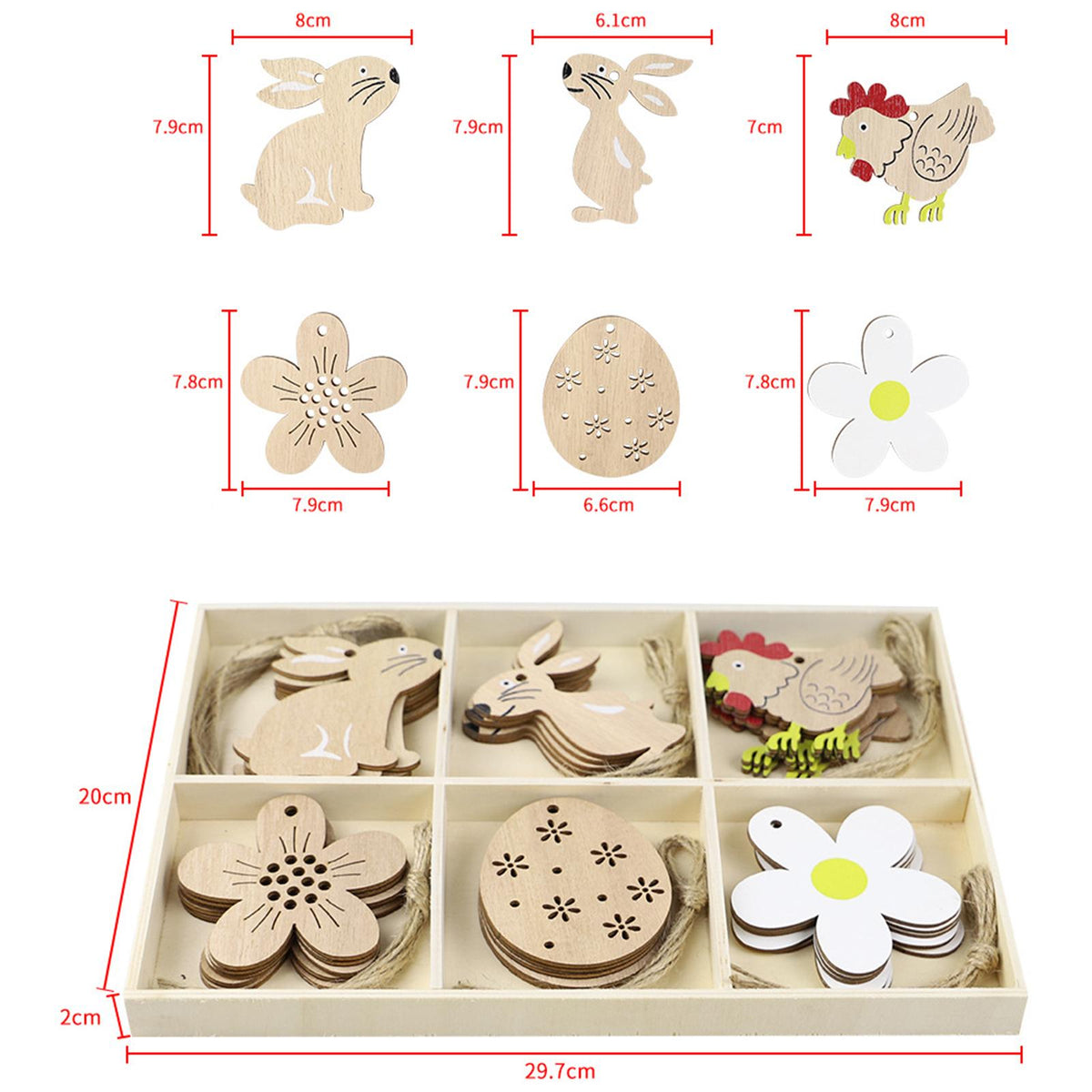 Maxbell Maxbell Wooden Easter Pendant Door Hanging Ornament Crafts Decoration Easter Favor Multi Shape