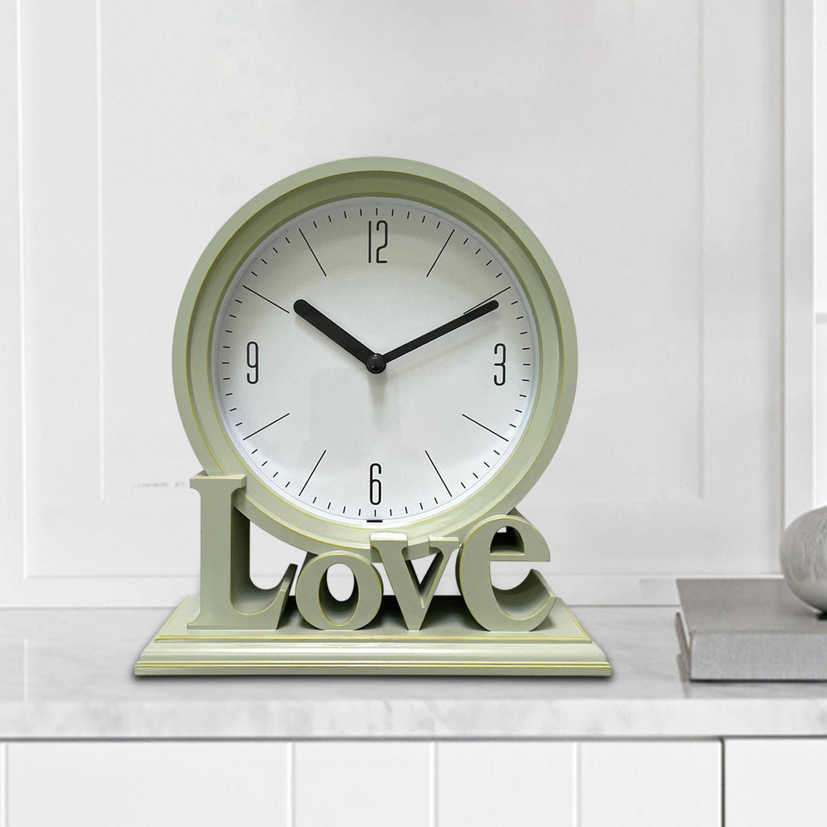 Maxbell Maxbell Geometric Table Clock Decorative Battery Powered Living Room Ornament Green
