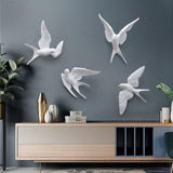 Maxbell 2pcs Nordic Resin Swallows Birds Wall Decor Garden Living Room Ornament