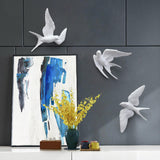 Maxbell 2pcs Nordic Resin Swallows Birds Wall Decor Garden Living Room Ornament