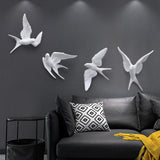 Maxbell 2pcs Nordic Resin Swallows Birds Wall Decor Garden Living Room Ornament