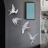 Maxbell 2pcs Nordic Resin Swallows Birds Wall Decor Garden Living Room Ornament