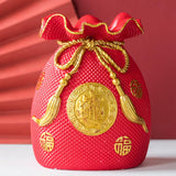 Maxbell 2x Novelty Money Bag Shape Flower Vase Planter Pot Wealth Luck Decoration
