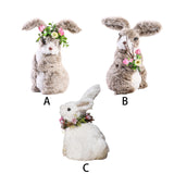 Maxbell 2x Soft Easter Rabbit with Wreath Photo Props Art for Outdoor Desk Ornament