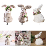 Maxbell 2pcs Soft Easter Rabbit with Wreath Photo Props Art Desk Ornament