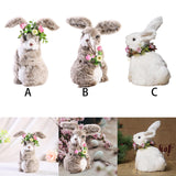 Maxbell 2x Soft Easter Rabbit with Wreath Photo Props Art for Outdoor Desk Ornament