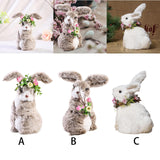 Maxbell 2pcs Soft Easter Rabbit with Wreath Photo Props Art Desk Ornament