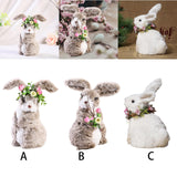 Maxbell 2x Soft Easter Rabbit with Wreath Photo Props Art for Outdoor Desk Ornament