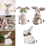Maxbell 2pcs Soft Easter Rabbit with Wreath Photo Props Art Desk Ornament