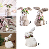 Maxbell 2x Soft Easter Rabbit with Wreath Photo Props Art for Outdoor Desk Ornament