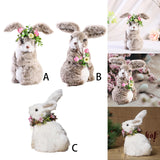 Maxbell 2pcs Soft Easter Rabbit with Wreath Photo Props Art Desk Ornament