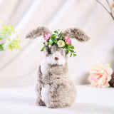 Maxbell 2pcs Soft Easter Rabbit with Wreath Photo Props Art Desk Ornament