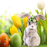 Maxbell 2x Soft Easter Rabbit with Wreath Photo Props Art for Outdoor Desk Ornament