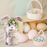 Maxbell 2pcs Soft Easter Rabbit with Wreath Photo Props Art Desk Ornament