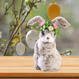 Maxbell 2pcs Soft Easter Rabbit with Wreath Photo Props Art Desk Ornament