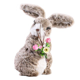 Maxbell 2 Pieces Soft Easter Rabbit with Wreath Photo Props Art Desk Ornament