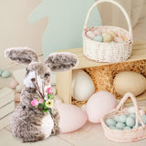 Maxbell 2 Pieces Soft Easter Rabbit with Wreath Photo Props Art Desk Ornament