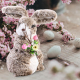Maxbell 2x Soft Easter Rabbit with Wreath Photo Props Art for Outdoor Desk Ornament