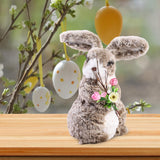 Maxbell 2x Soft Easter Rabbit with Wreath Photo Props Art for Outdoor Desk Ornament