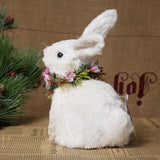Maxbell 2pcs Soft Easter Rabbit with Wreath Photo Props Art Desk Ornament