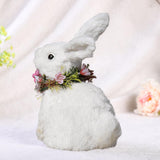 Maxbell 2 Pieces Soft Easter Rabbit with Wreath Photo Props Art Desk Ornament