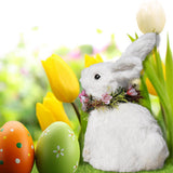 Maxbell 2 Pieces Soft Easter Rabbit with Wreath Photo Props Art Desk Ornament