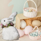 Maxbell 2pcs Soft Easter Rabbit with Wreath Photo Props Art Desk Ornament