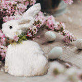 Maxbell 2pcs Soft Easter Rabbit with Wreath Photo Props Art Desk Ornament