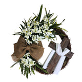 Maxbell 2x Round Easter Door Wreath with Cross with Burlap Home Front Door Decor