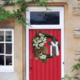 Maxbell 2x Round Easter Door Wreath with Cross with Burlap Home Front Door Decor