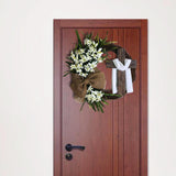 Maxbell 2x Round Easter Door Wreath with Cross with Burlap Home Front Door Decor
