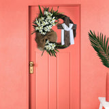 Maxbell 2x Round Easter Door Wreath with Cross with Burlap Home Front Door Decor