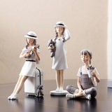 3 Pieces Art Girl Figurine Craft Decorative Sculpture Home Desktop Decor