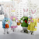 Maxbell 2x Miniature Resin Rabbit Figurine Easter Animal Bunny Statue Desk Decor