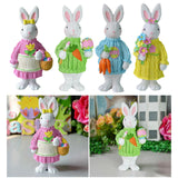Maxbell 2x Miniature Resin Rabbit Figurine Easter Animal Bunny Statue Desk Decor